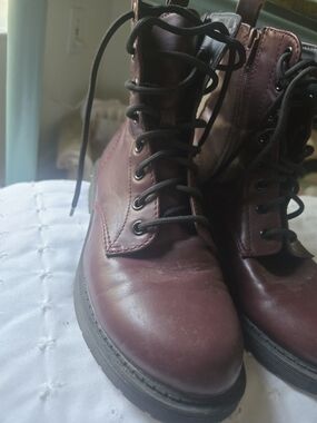Time and Tru Burgundy Lace-Up Women's Boots